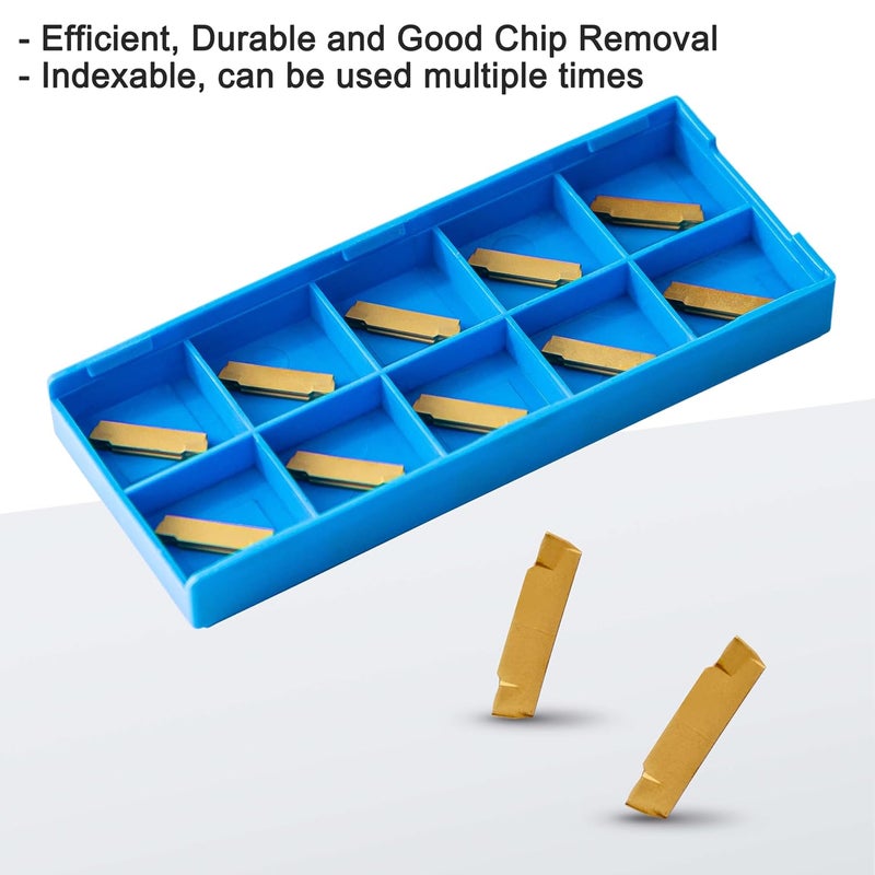 IWONGO Lathe Grooving Tool Set - 3PCS 5/8" Grooving Holder Turning Holder with 10pcs Indexable Carbide Inserts MGMN200 for Metal Lathe Cutting Tools - Image 3